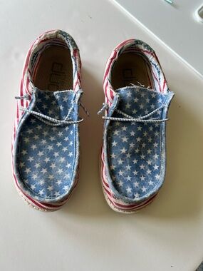 Hey Dude Youth Star & Stripe Sneakers in Blue and White